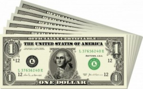 Dollar bills spread out