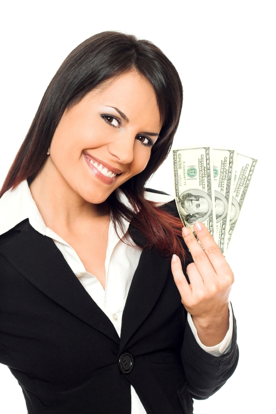 Business woman with money