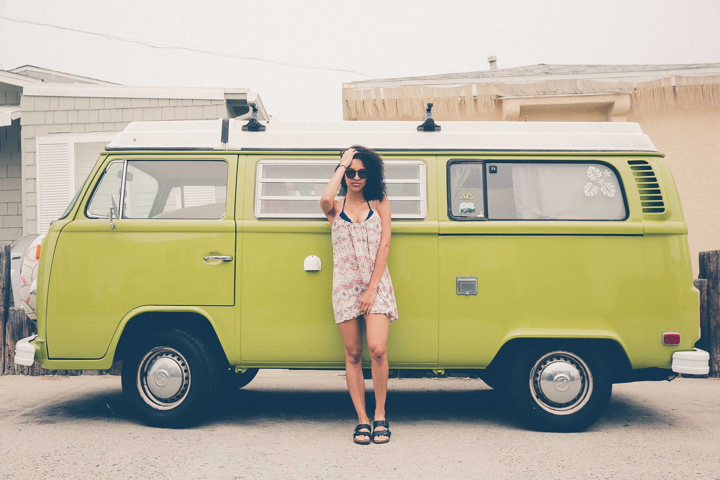 woman in her volkswagon van
