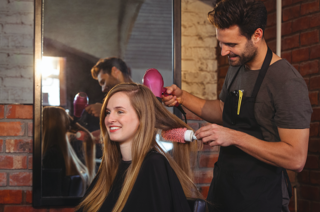 people talking in salon