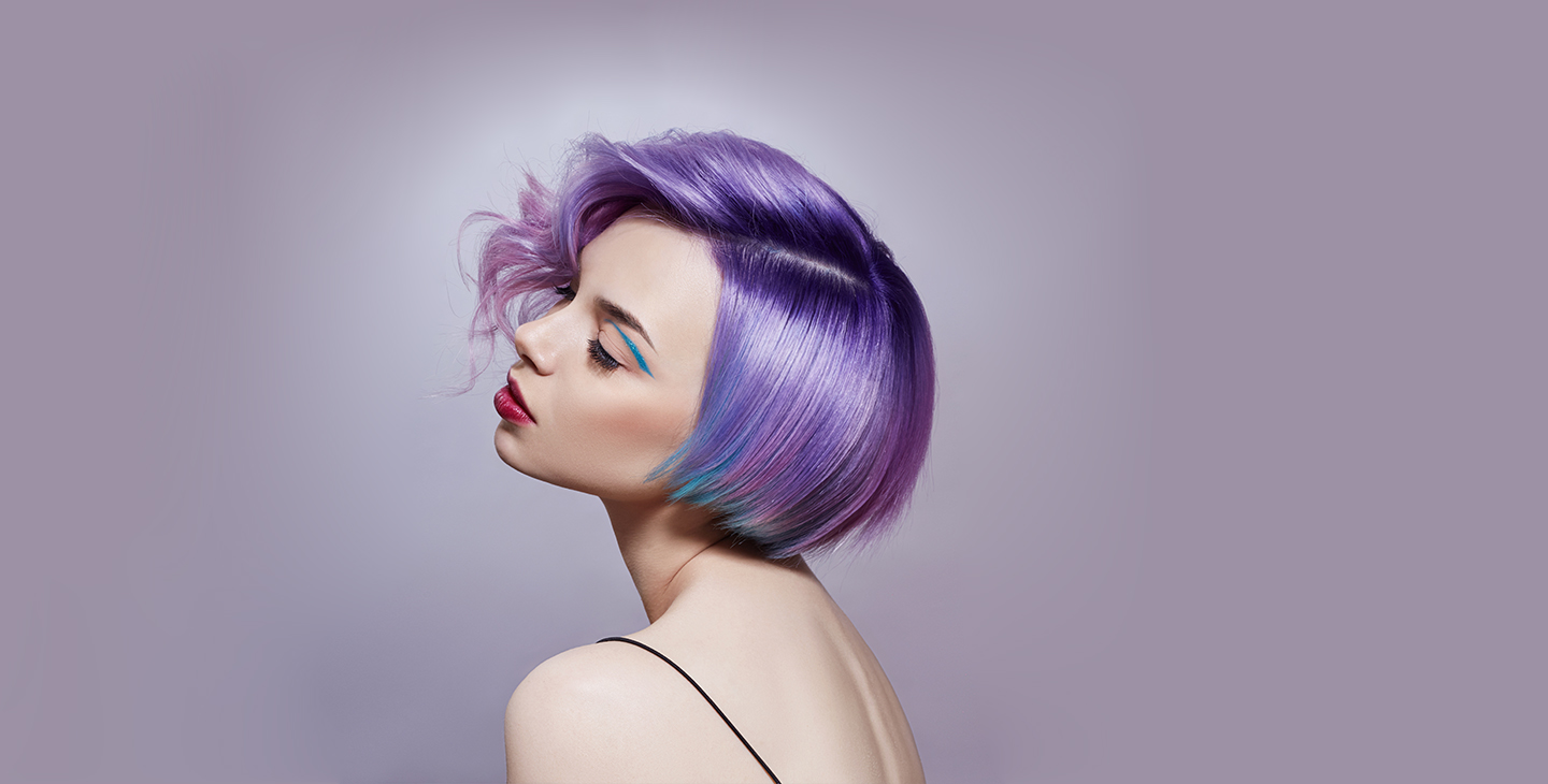 Woman with purple and pink hair