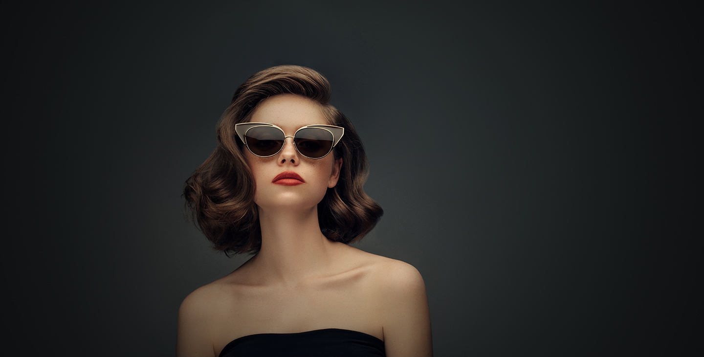 Woman wearing vintage sunglasses